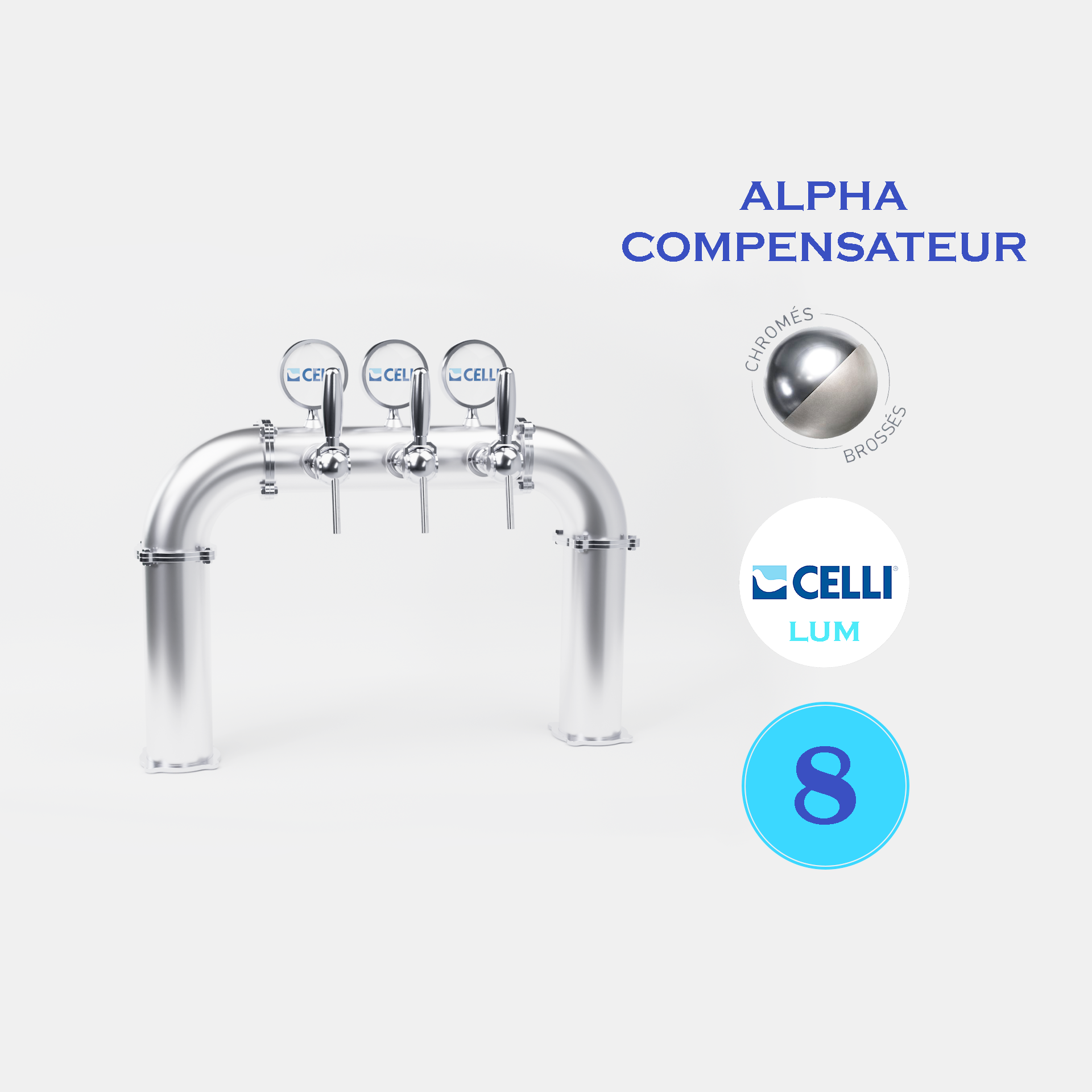 RIALTO PONT 8T CHROME OU BROSSE - LUM - ALPHA COMP