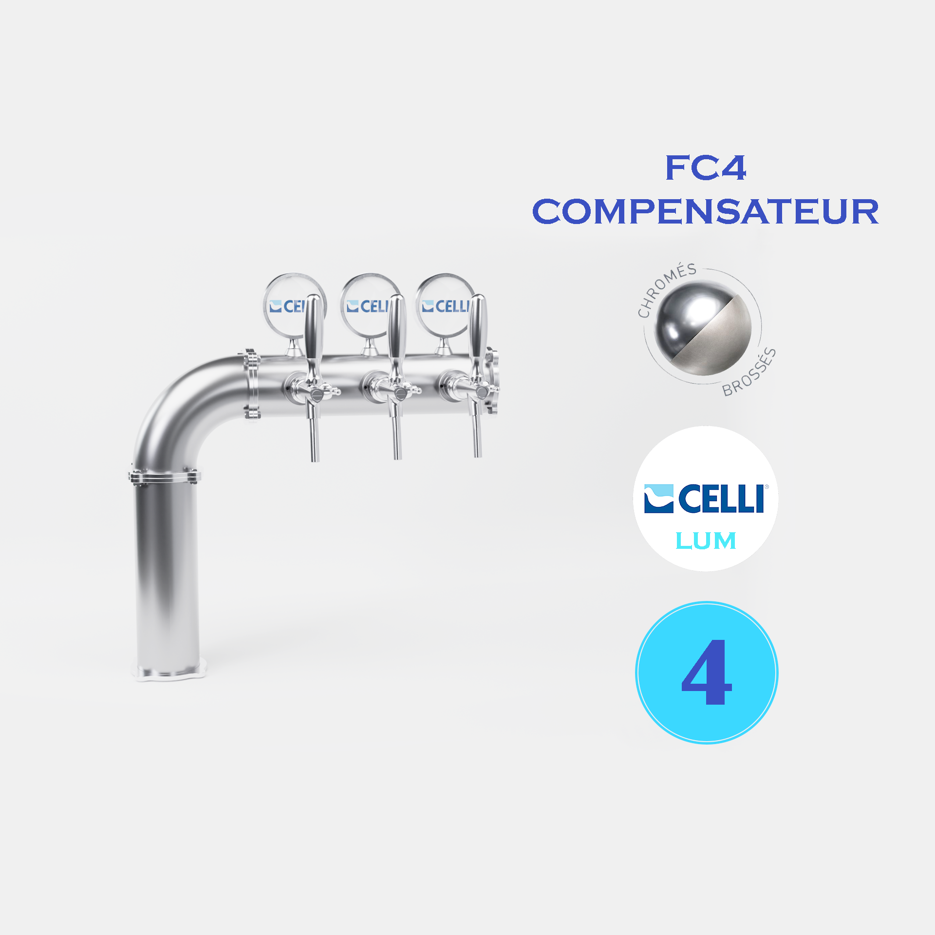 RIALTO FLAG 4T CHROME OU BROSSE - LUM - FC4 COMP.