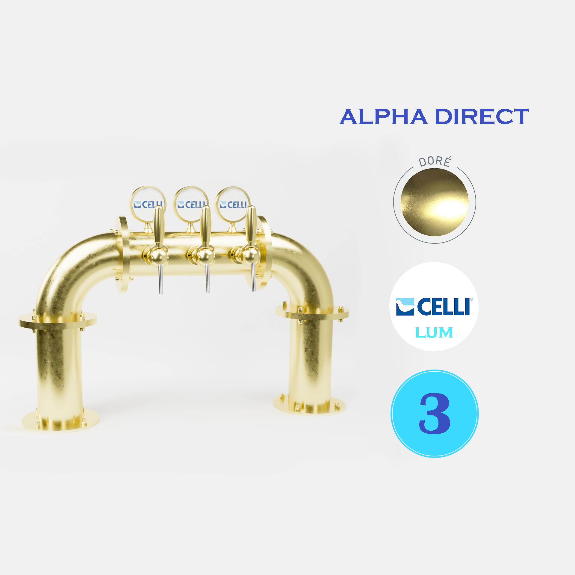 BRAUHAUS PONT 3T CUIVRE / DORE - LUM - ALPHA DIRECT