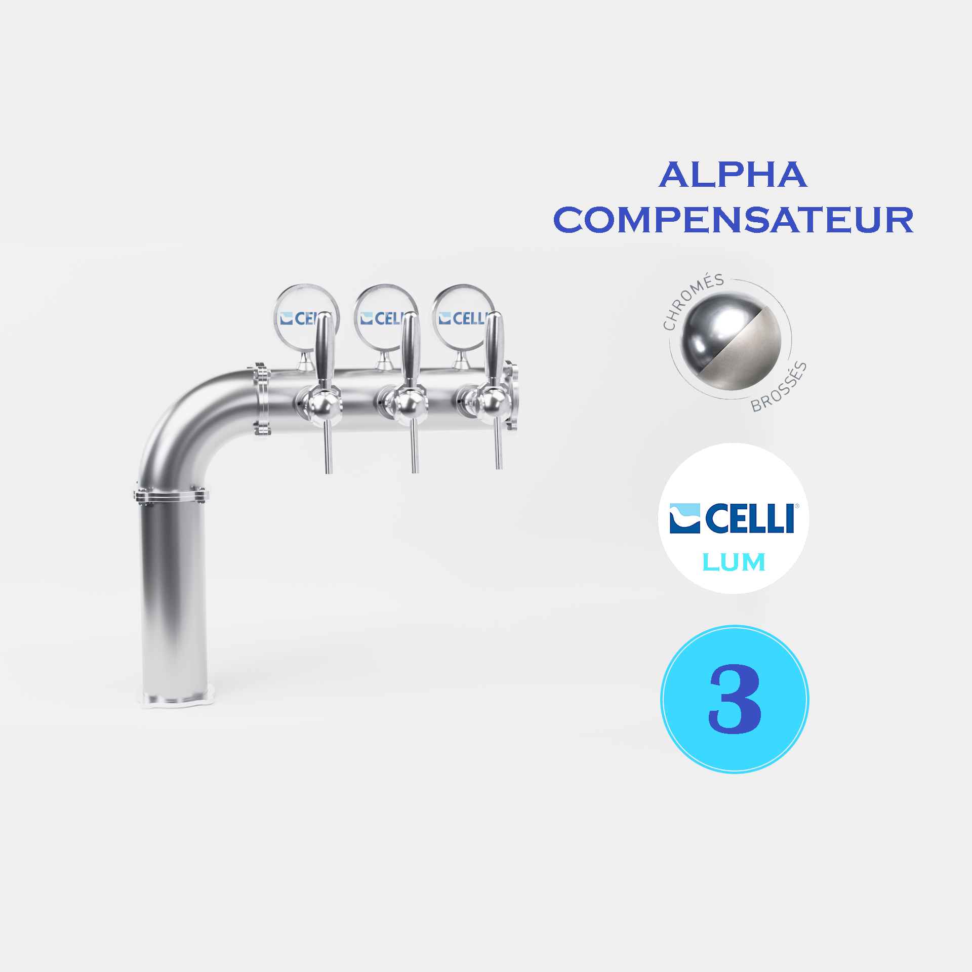 RIALTO FLAG 3T CHROME OU BROSSE - LUM - ALPHA COMP.