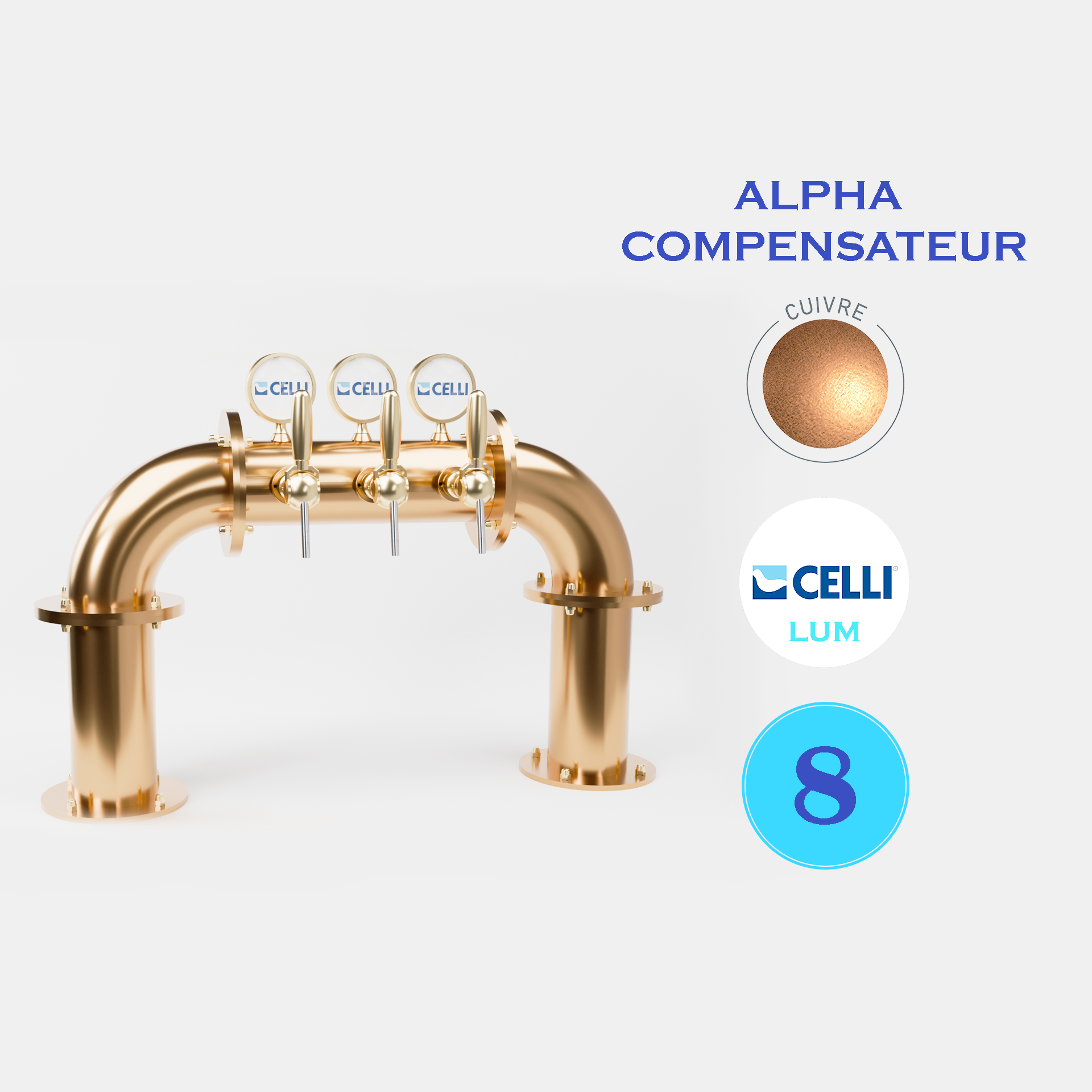 BRAUHAUS PONT 8T CUIVRE / DORE - LUM - ALPHA COMP.