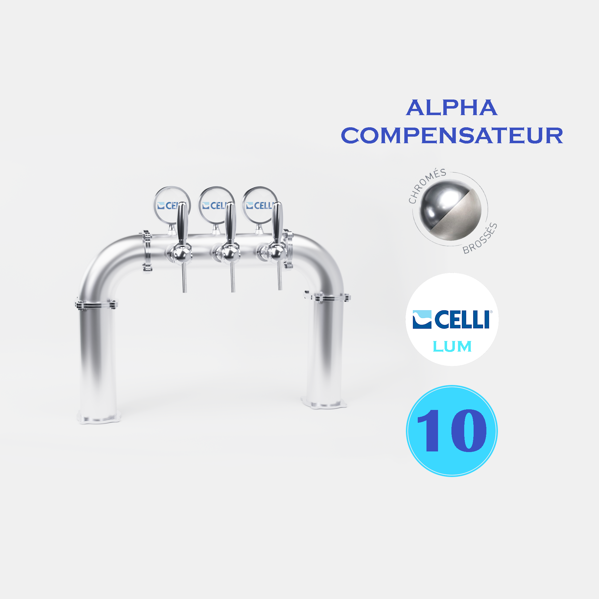 RIALTO PONT 10T CHROME OU BROSSE - LUM - ALPHA COMP.