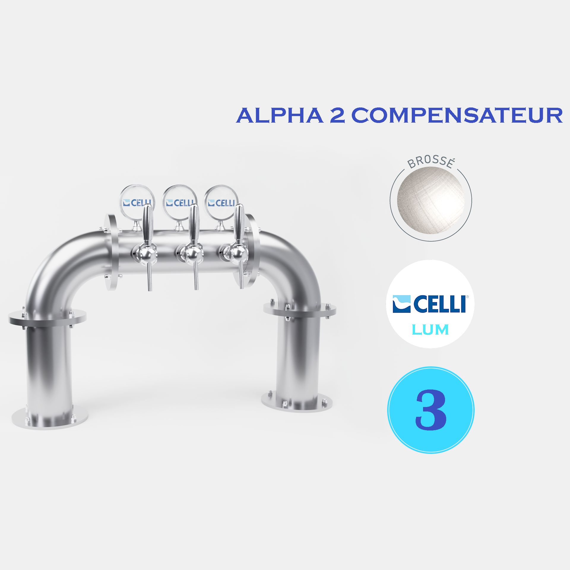 BRAUHAUS PONT 3T CHROME ou BROSSé - LUM - ALPHA COMP.
