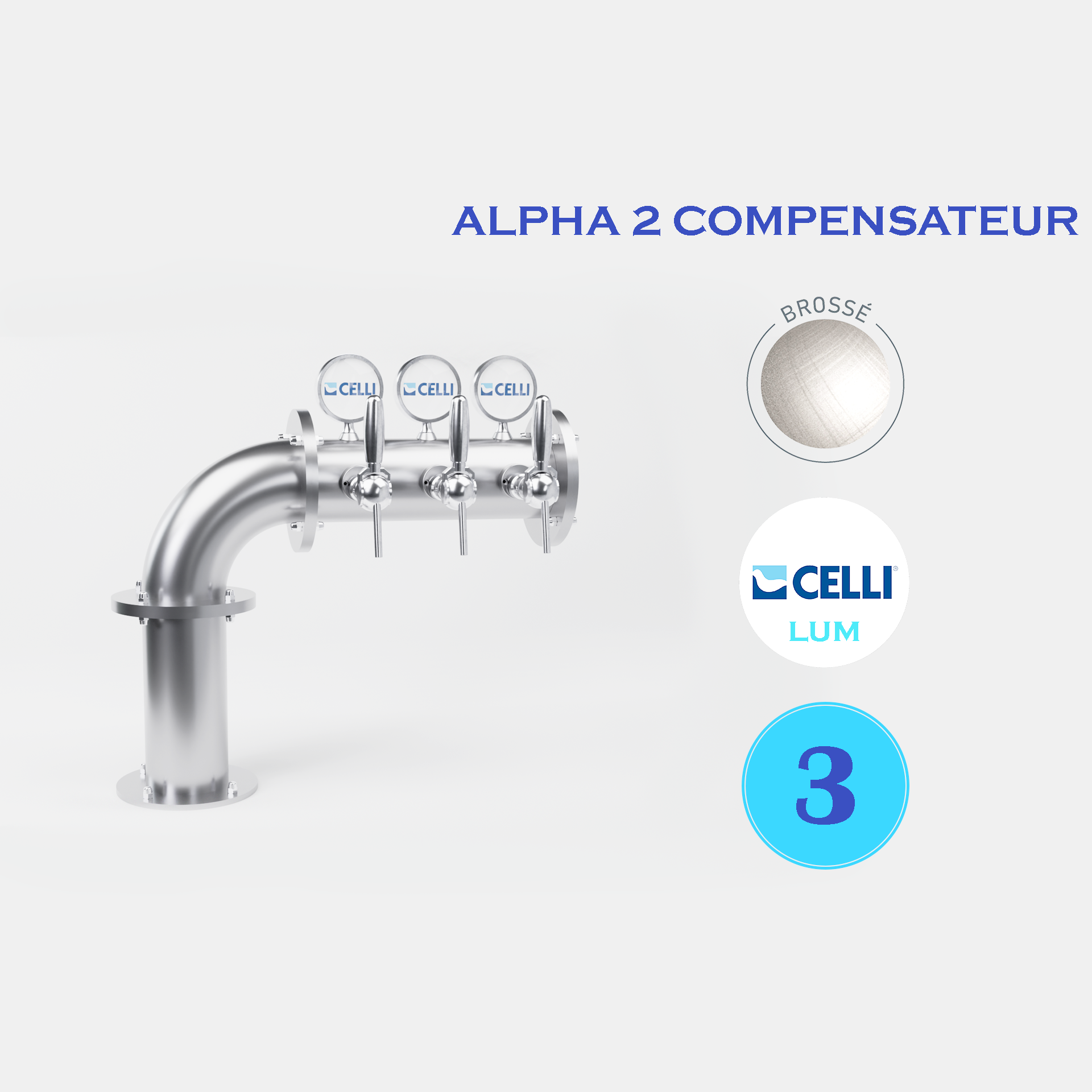 BRAUHAUS FLAG 3T CHROME ou BROSSÉ - LUM - ALPHA COMP.