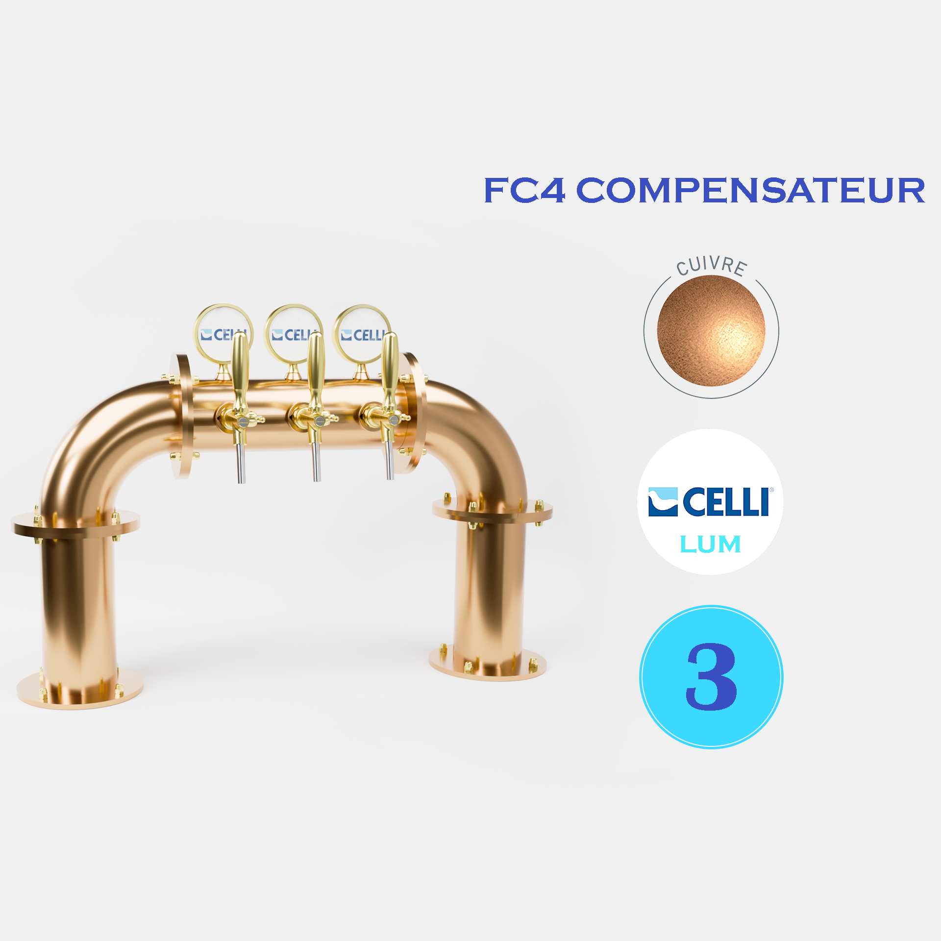 BRAUHAUS PONT 3T CUIVRE / VX CUIVRE / VX LAITON - LUM - FC3