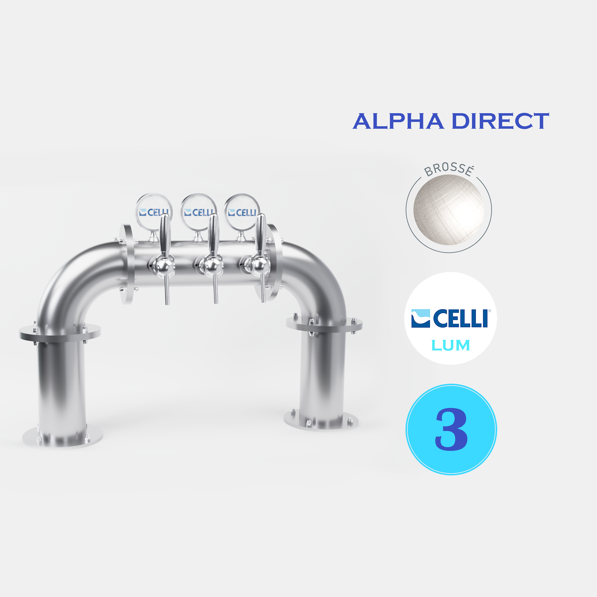 BRAUHAUS PONT 3T CHROME ou BROSSé - LUM - ALPHA DIRECT