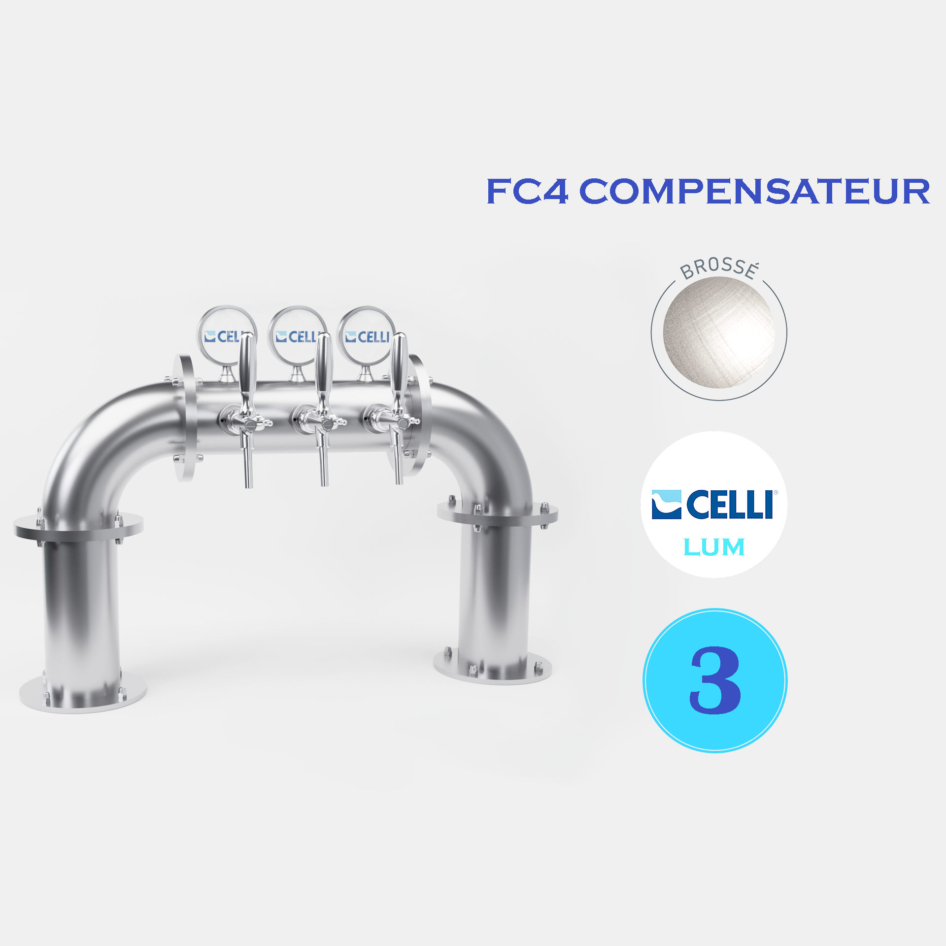 BRAUHAUS PONT 3T CHROME ou BROSSé - LUM - FC3 COMP.
