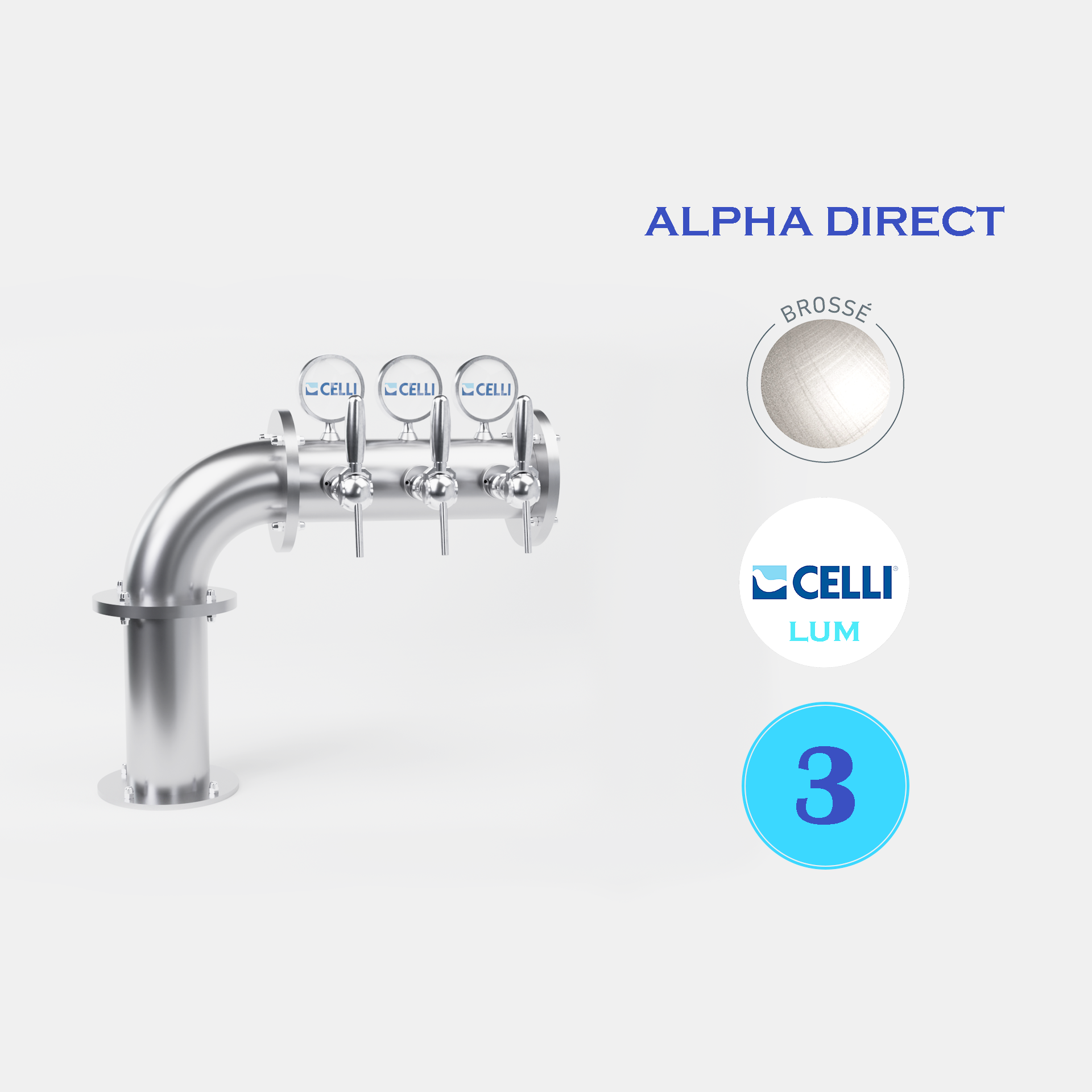 BRAUHAUS FLAG 3T CHROME ou BROSSÉ - LUM - ALPHA DIRECT