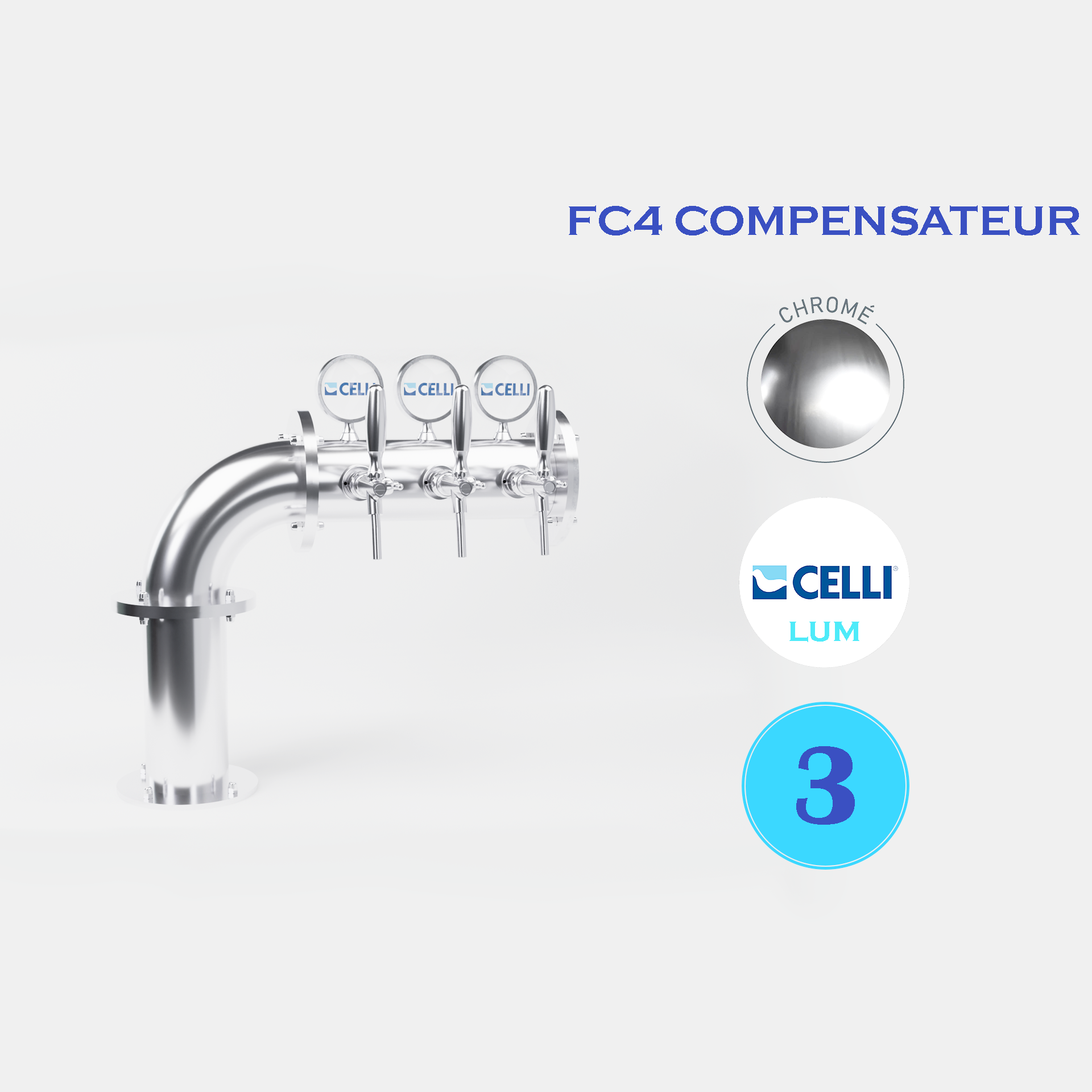 BRAUHAUS FLAG 3T CHROME ou BROSSÉ - LUM - FC3 COMP.