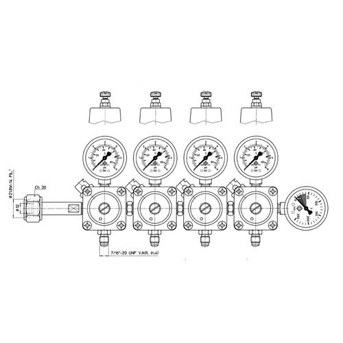 CO2 PR.REDUCER 4 WAYS 7/16