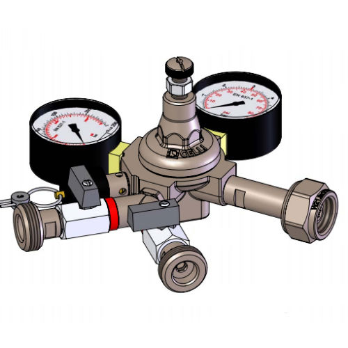 CO2-HAUPTDRUCKMINDERER 2LTG. 3/4 SK 6 BAR INKL.ABSPERRHAHN
