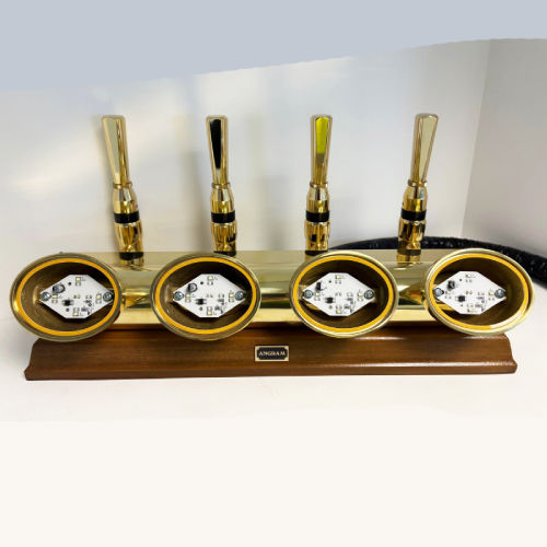 4 Out LL, 4" G-Taps, 3/16" Recirc, Oak, Brass Finish