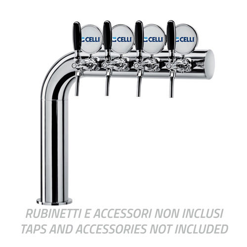 ZAPFSAEULE AZUR FAHNE MIT STANDFUSS LINKS VON KELLNERSEITE,