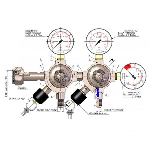 DRUECKMINDERER MIT 2 LEITUNGEN 7/16