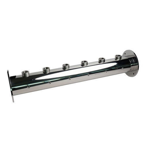 HORIZONTAL SECTION BRAUHAUS 6 HOLES POLISHED ST.STEEL,90 DEG