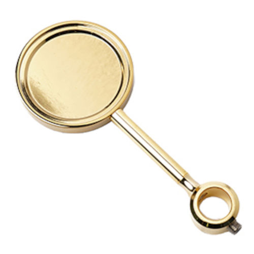 2-SIDE  ROUND BADGE HOL. IN GOLDPL.BRASS WITH EXTENSION 7cm