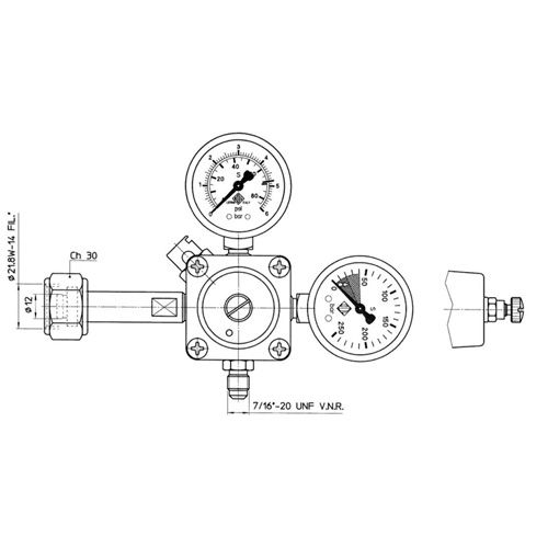 CO2/2000 PR. REDUCER 1 WAY 7/16" 2 MANOMETERS (1LOW+HIGH PRE