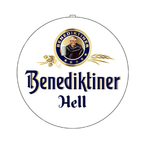 PLEXIGLASLINSE MIT LOGO BENEDIKTINER HELLES