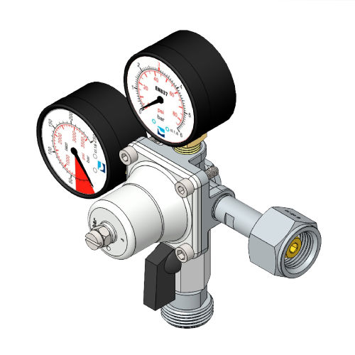 CO2 DRUCKMINDERER 1LTG. 1/2, ABSPERRHAHN LINKS SK ZERTIFIERT