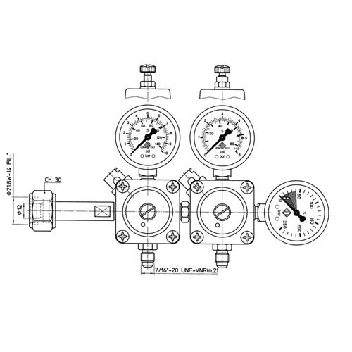 CO2 PR.REDUCER 2WAYS 7/16"