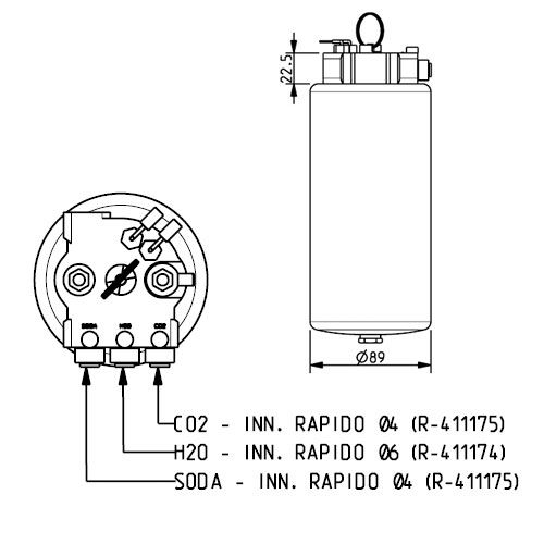 ST. STEEL CARBONATOR WITH LEVEL PROBES, NON RETURN VALVE FOR