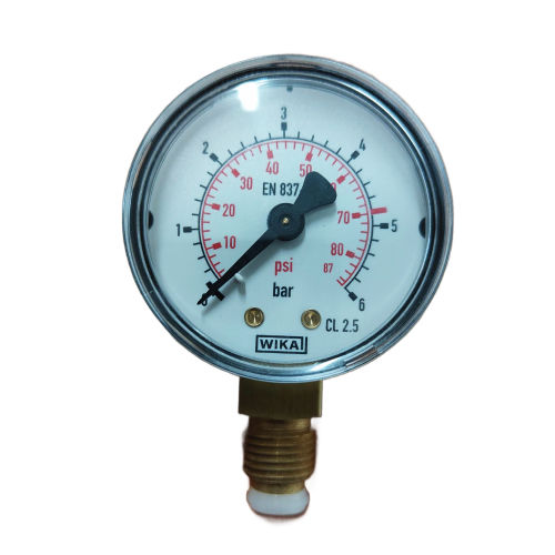 CO2/N2 PR.GAUGE BOTTOM SCALE 6Bar RED NOTCH AT4.8Bar W/ANTIB