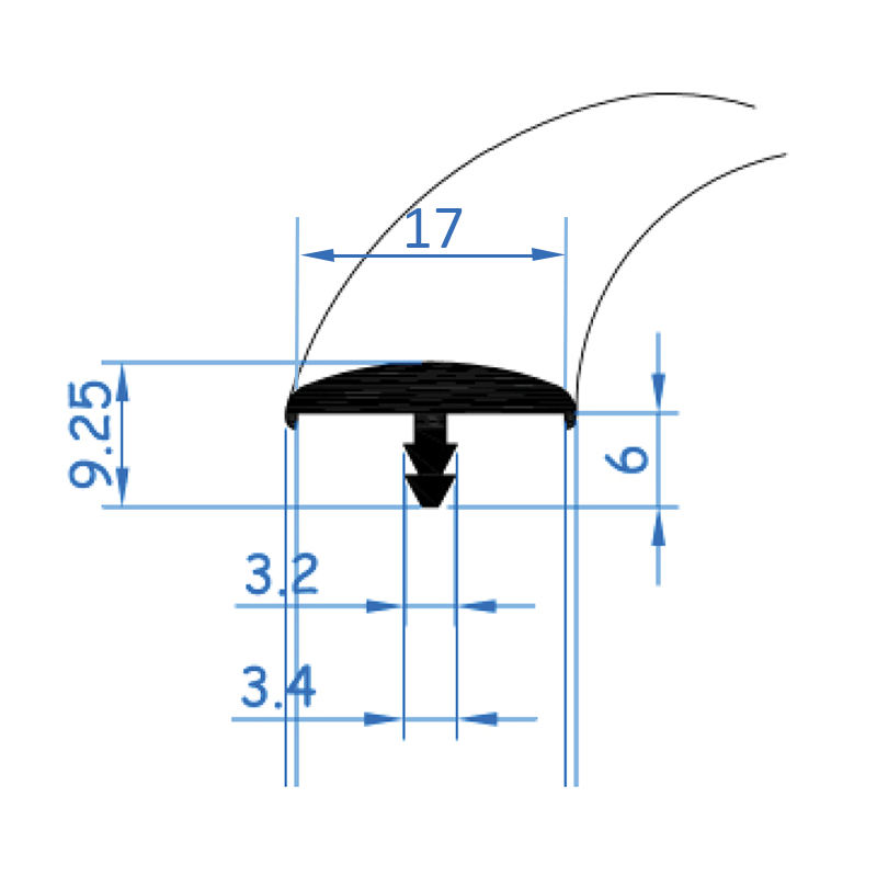 Dble Lip T-Trim (Dk Grey) for 15mm board 100mm