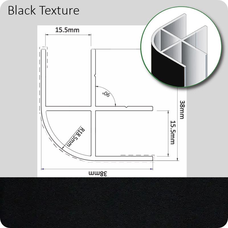 Alum Corner 38x38x2200 Black Textured