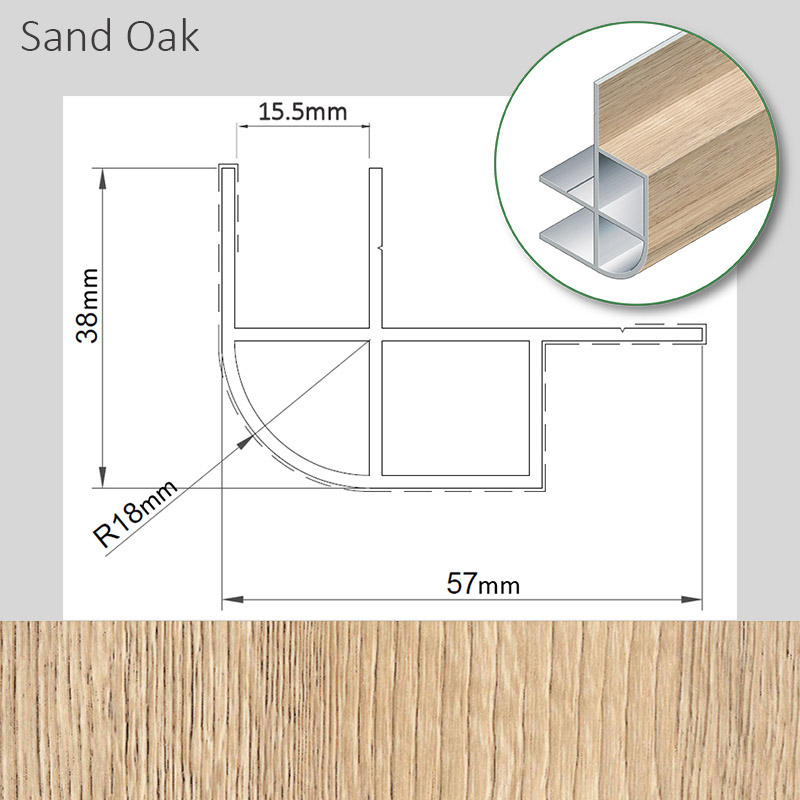 Alum Corner 57x38x120 Sand Oak