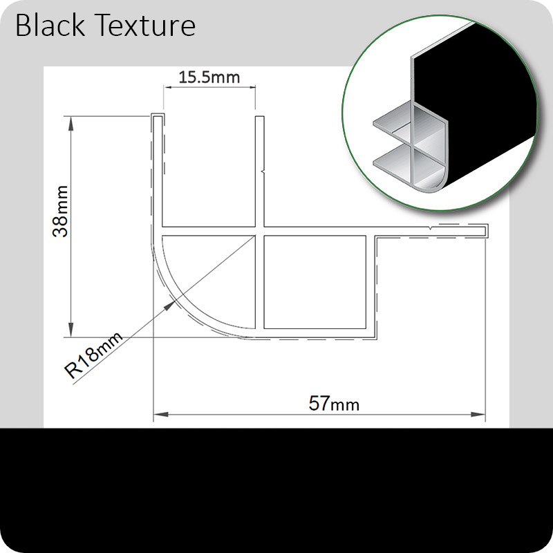 Alum Corner 57x38x2200 Black Textured