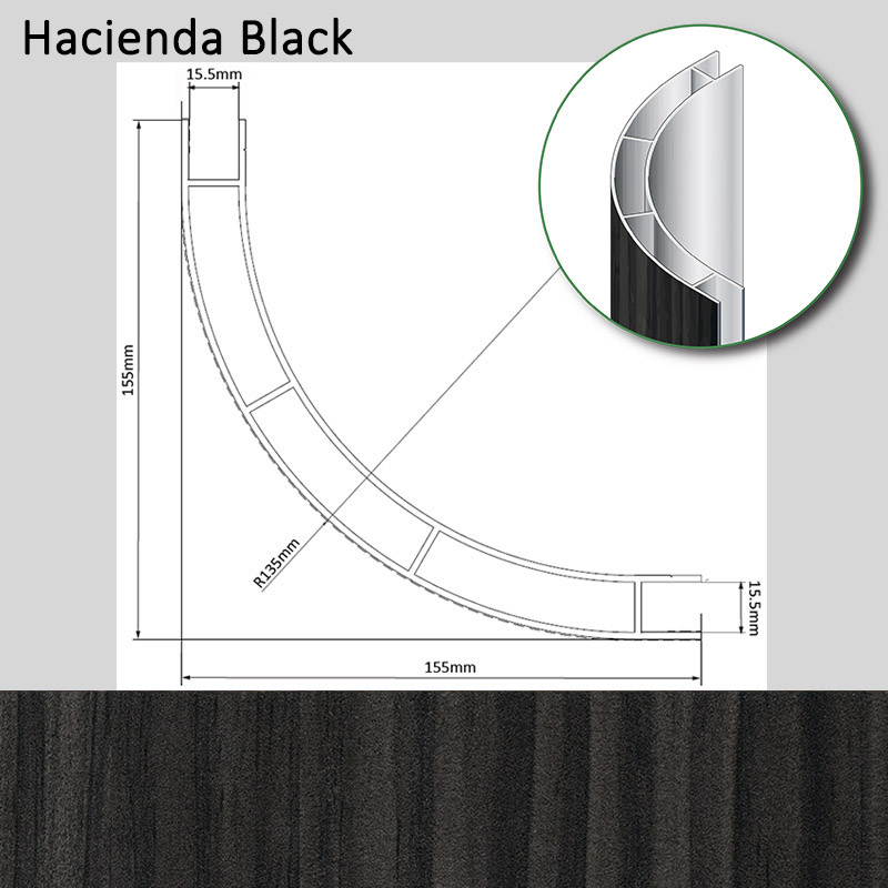 Alum Corner 155x155x2500 Hacienda Black