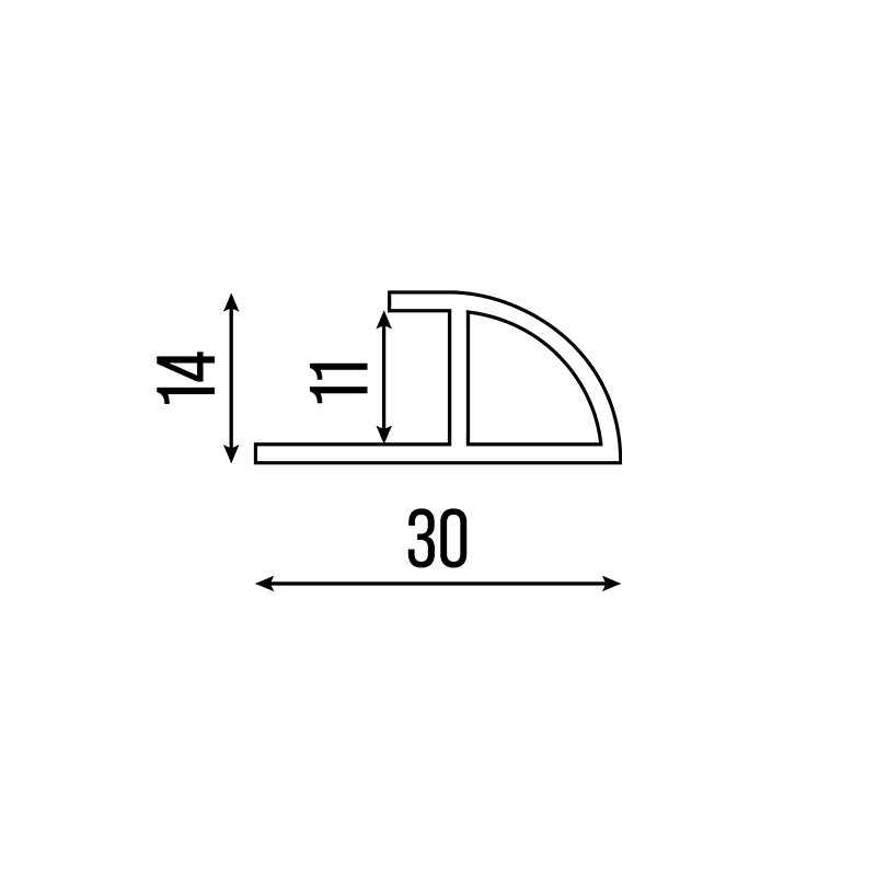 Quadrant End Cap Trim 30x14x2450 Black