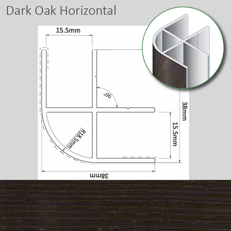 Alum Corner 38x38x2200 Melinga Dark Oak Horizontal