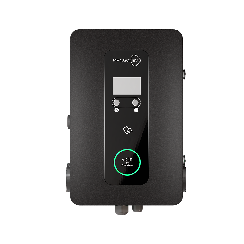 Project EV Pro Earth AC Charger - Dual Socket 22KW (32A per Socket via 63A 3ph Supply) Wall or Optional Floor Mounting