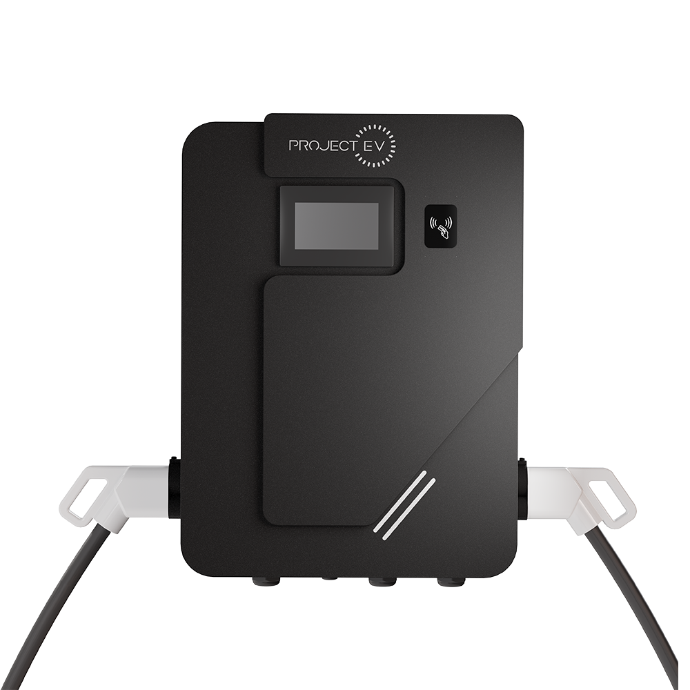 Project EV Dual DC Charger - 40KW 80A DC with 2 x 5m Tethered CCS Guns Wall or Optional Floor Mounting
