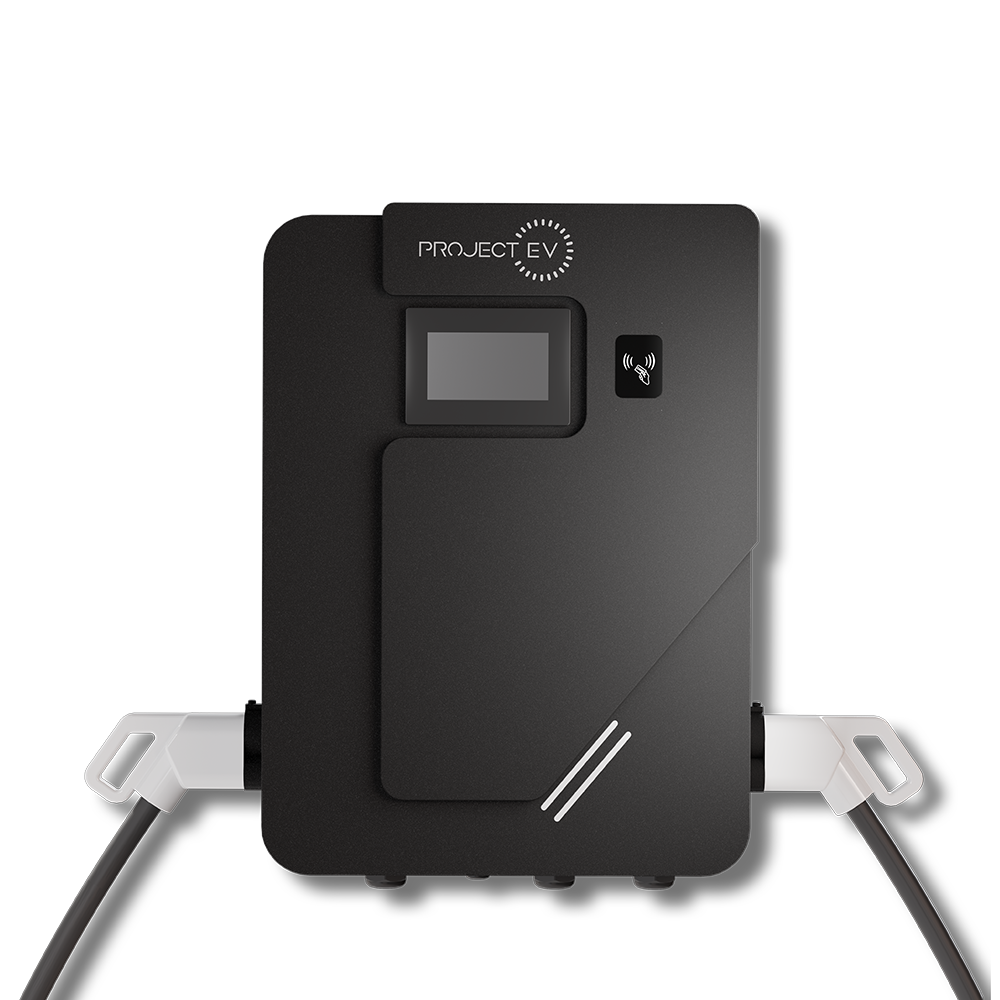 Project EV Dual DC Charger - 40KW 80A DC with 2 x 5m Tethered CCS Guns Wall or Optional Floor Mounting