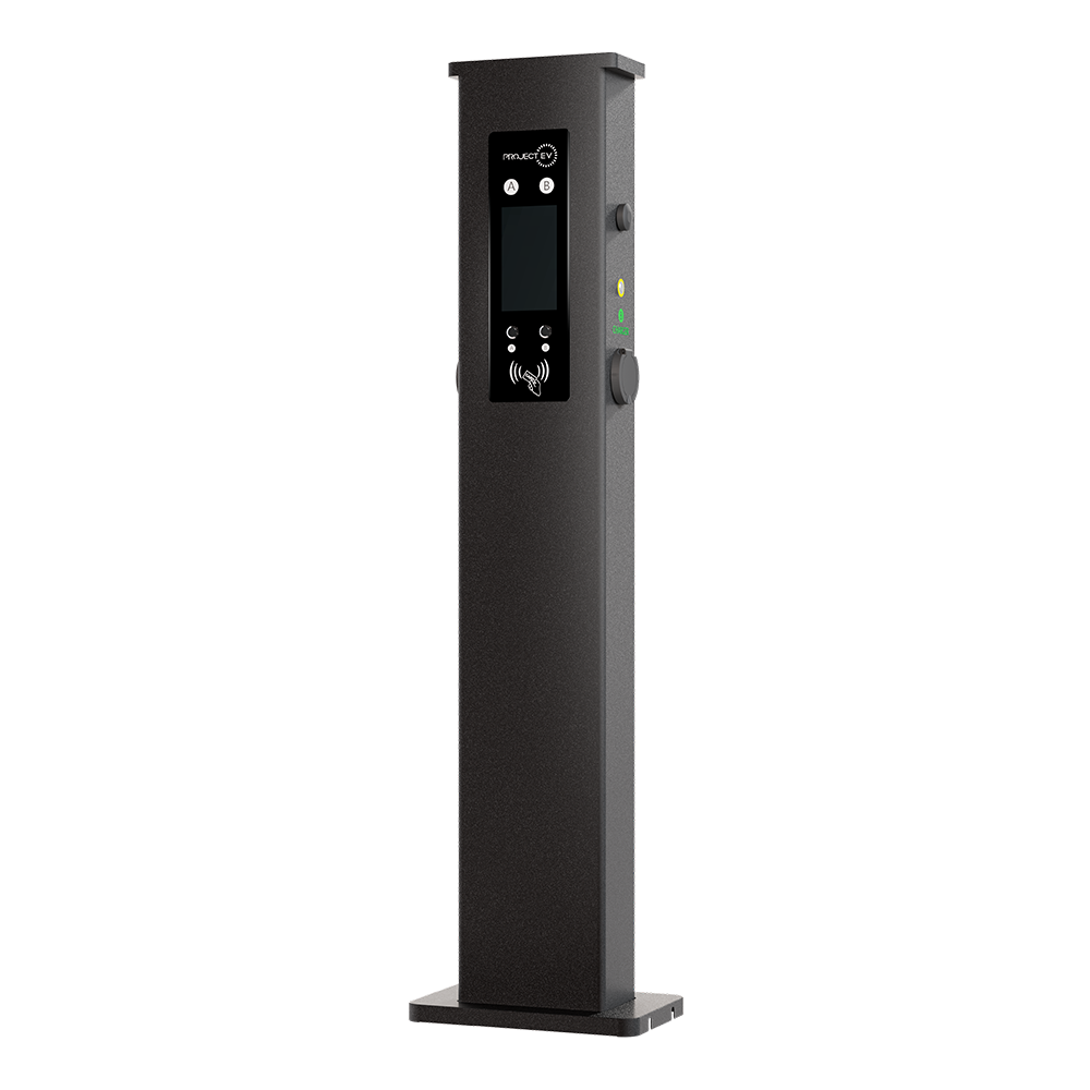 Project EV Pro Earth FLOOR AC Charger - Dual Socket 22KW (32A per Socket via 63A 3ph Supply) Ground Mount Only