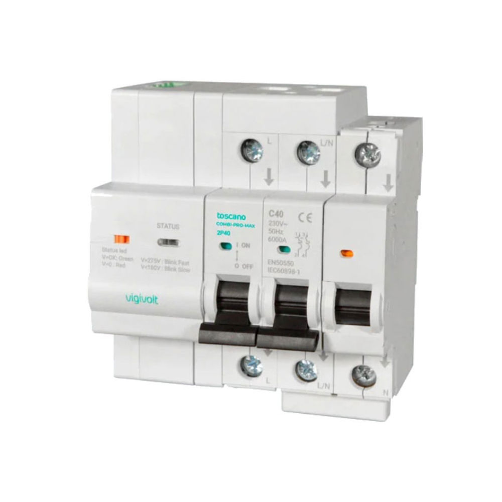 Toscano Combi-Pro-Max 2P 50A 1PH Compact Auto Backup and Protection Switch