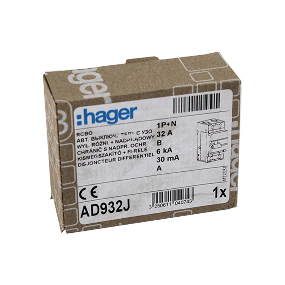 Hager 32A Type A RCBO 30mA