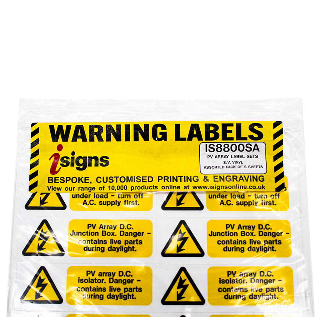 Solar PV System Warning Label Set (5 Pack)