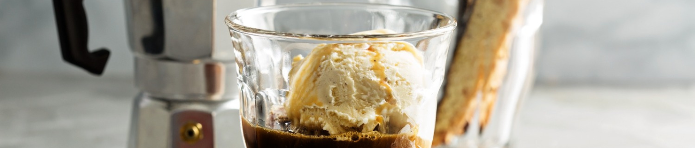 Affogato which for the uninitiated it is a boule or two of vanilla  ice-cream with