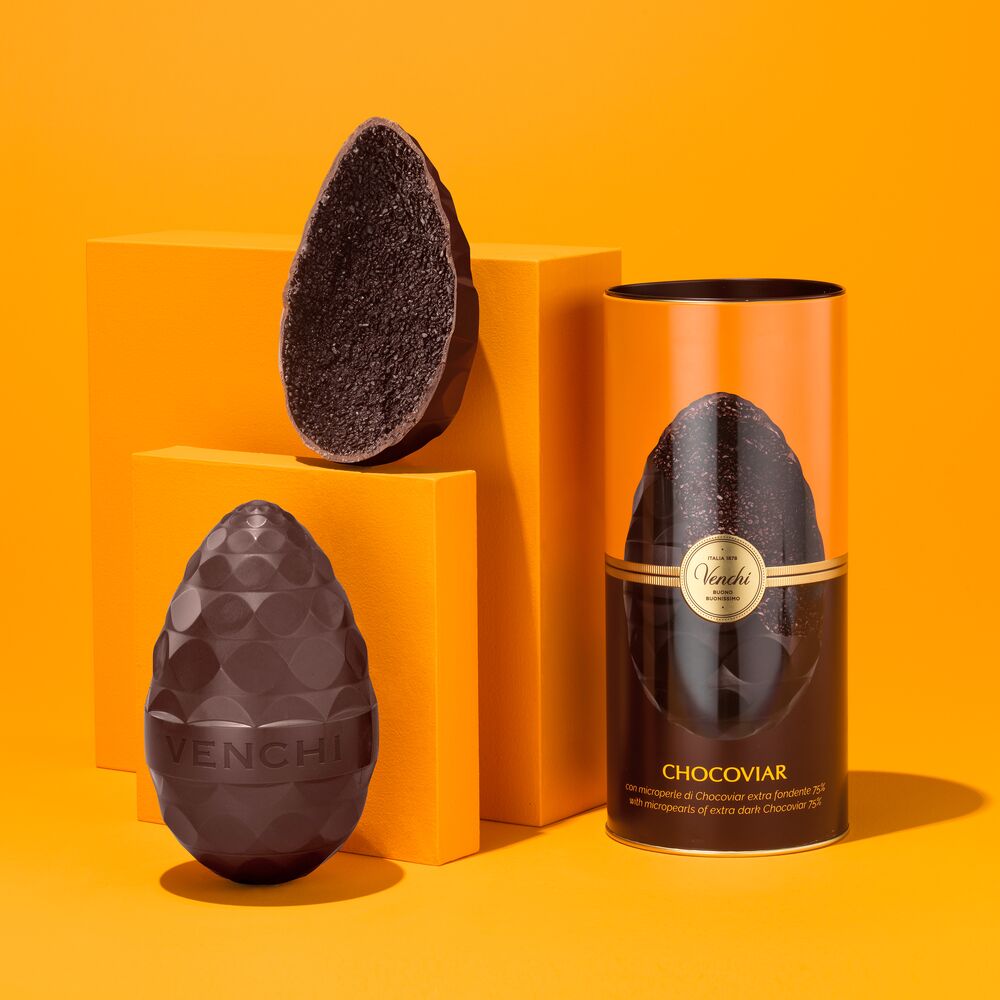 75% Extra-Dark Chocolate Egg with Nibs, 12.34 oz - Venchi