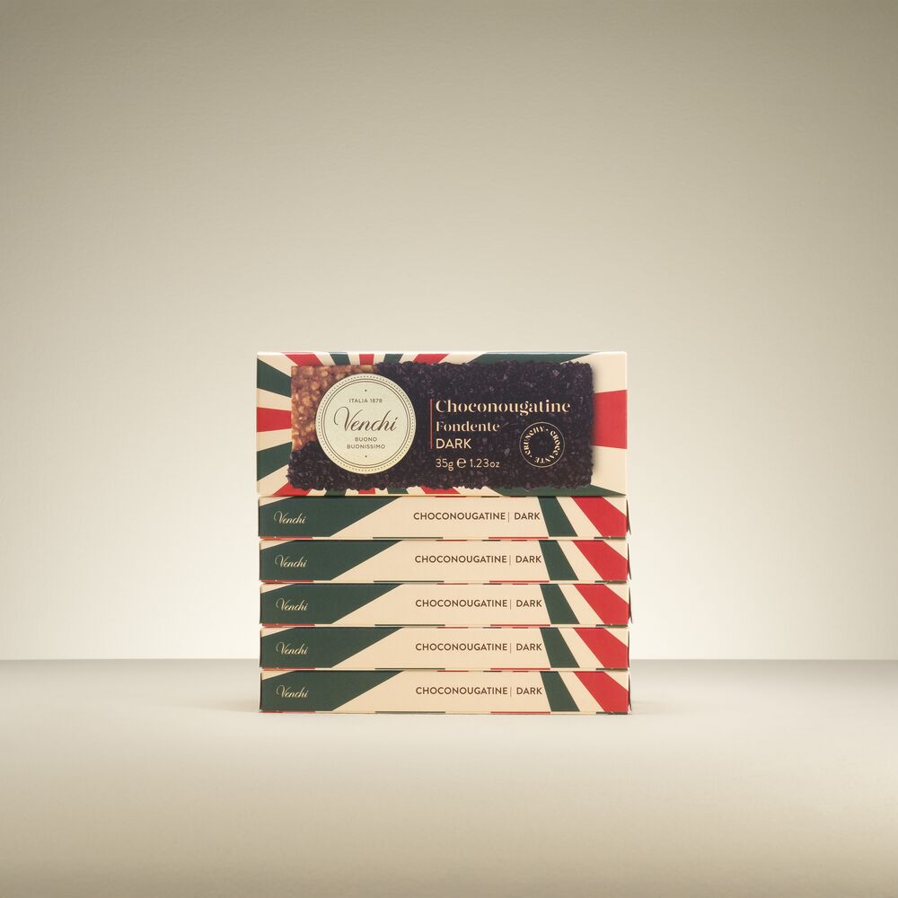 Chocolate snack bundle: 60% dark chocolate with caramelised Piedmont Hazelnut crumbs. Gift idea. Gluten free. Buy online!