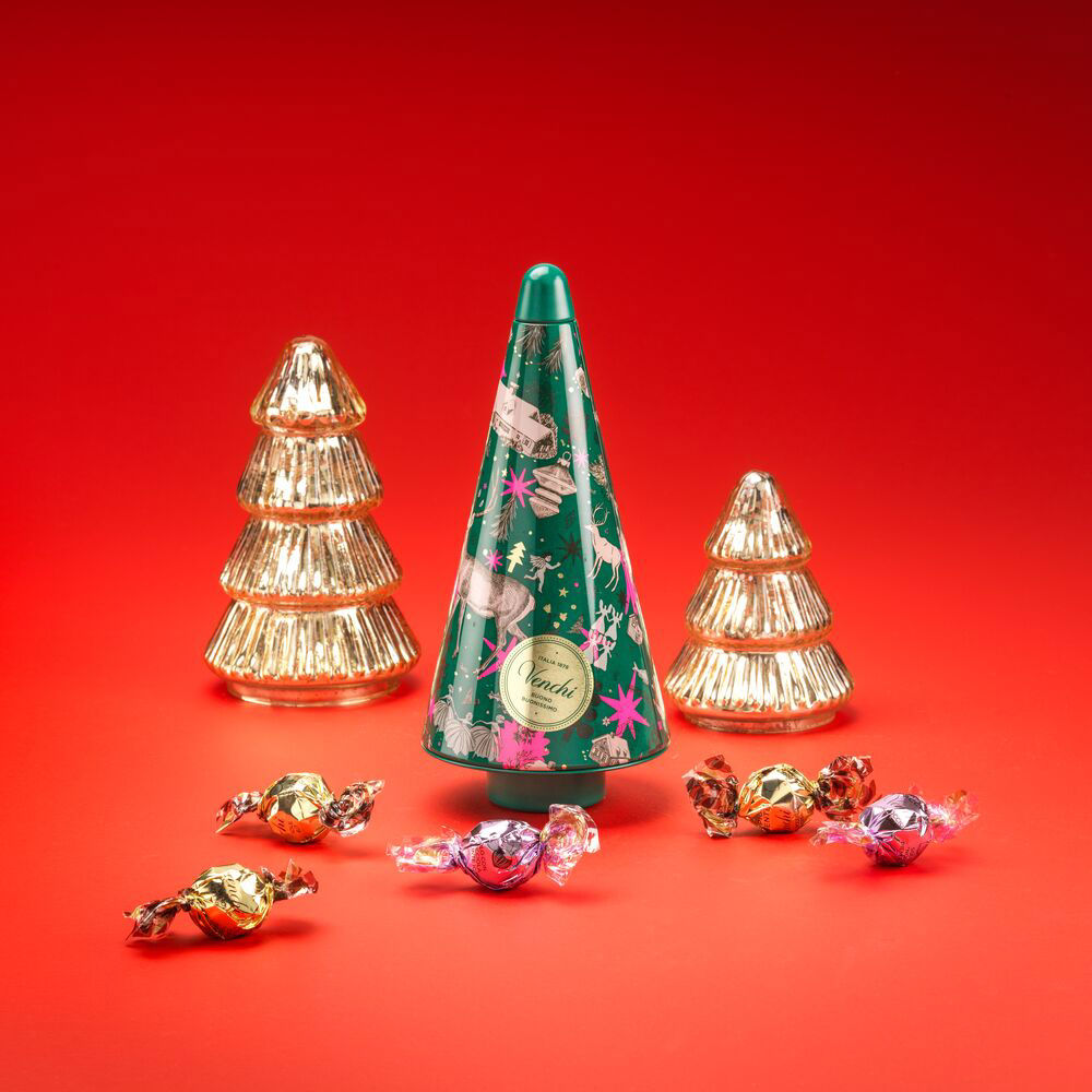 Christmas tree tin: assorted Pearl chocolates, 112 g - Venchi