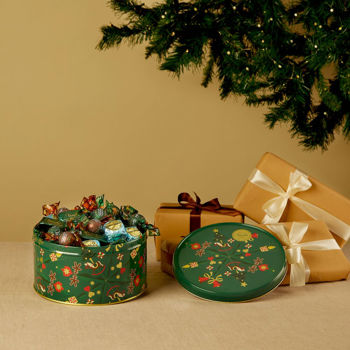 Large Christmas tin with assorted chocolates 14.10 oz