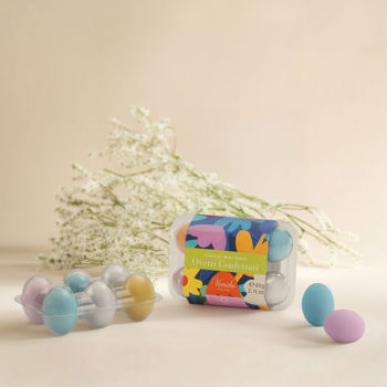 Egg box with Gianduja-filled sugar-coated mini eggs 2.11 oz