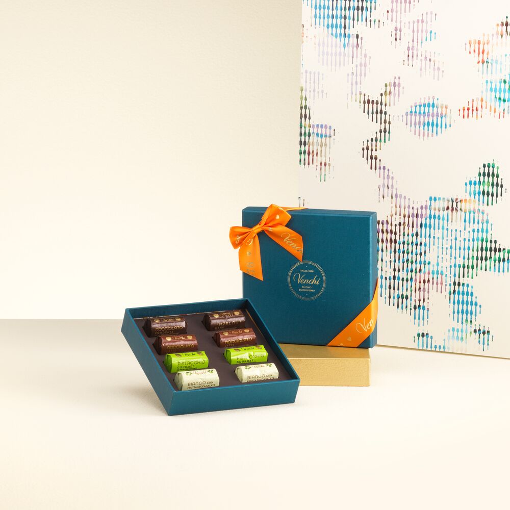 Blue Murrine gift box: assorted chocolate Ingots, 4.12 oz