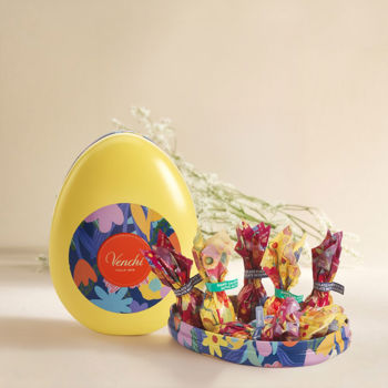 Yellow Easter Egg Tin with Chocolate Mini Eggs 2.71 oz