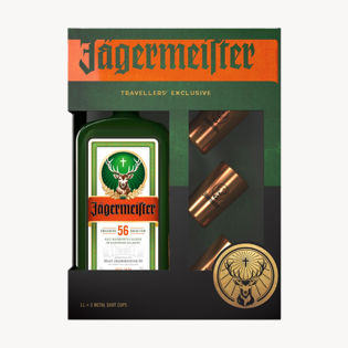 Jägermeister Liqueur + 3 Metal Shot Cups 35% 1L