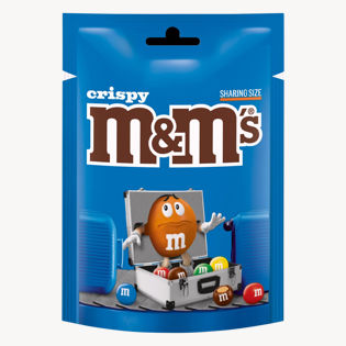 M&M’S Crispy milk chocolate with a rice centre in a sugar sh